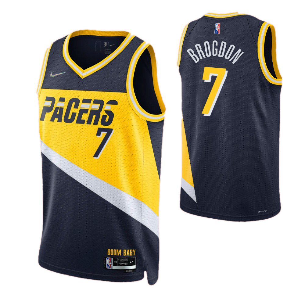 Men's Indiana Pacers Malcolm Brogdon #7 Navy 2021/22 Swingman NBA Jersey - City Edition-Pro Kit Vault | Brand New 26/27 Sports Jerseys